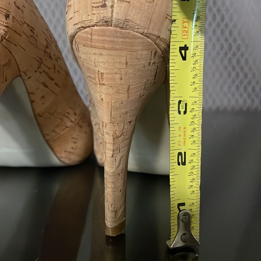 NINE WEST Cork Peep Toe Heels sz 6 - Picture 7 of 7